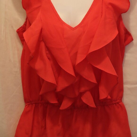 Metaphor- Women's Coral/ Salmon Ruffle Top sleeveless Sz. Small - Picture 2 of 12